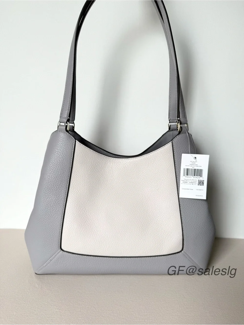 NWT Kate Spade Lena Large Triple Compartment Shoulder Bag Grey/Silver KH439